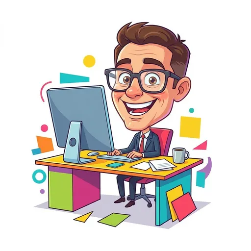 ChatGPT caricature of an office worker in cartoon style
