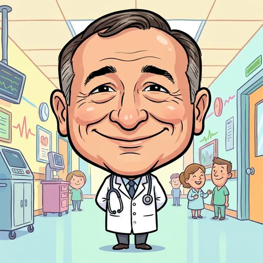 AI caricature of a doctor generated with ChatGPT in cartoon style