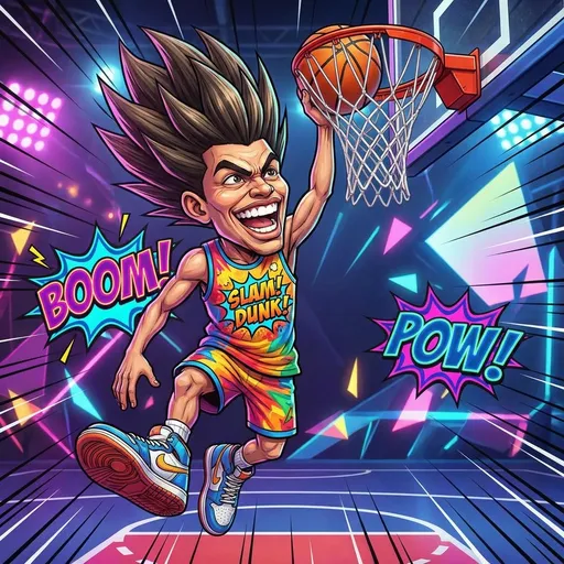 AI caricature of a basketball player in anime style