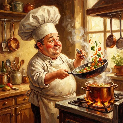 ChatGPT caricature of a chef in oil painting style